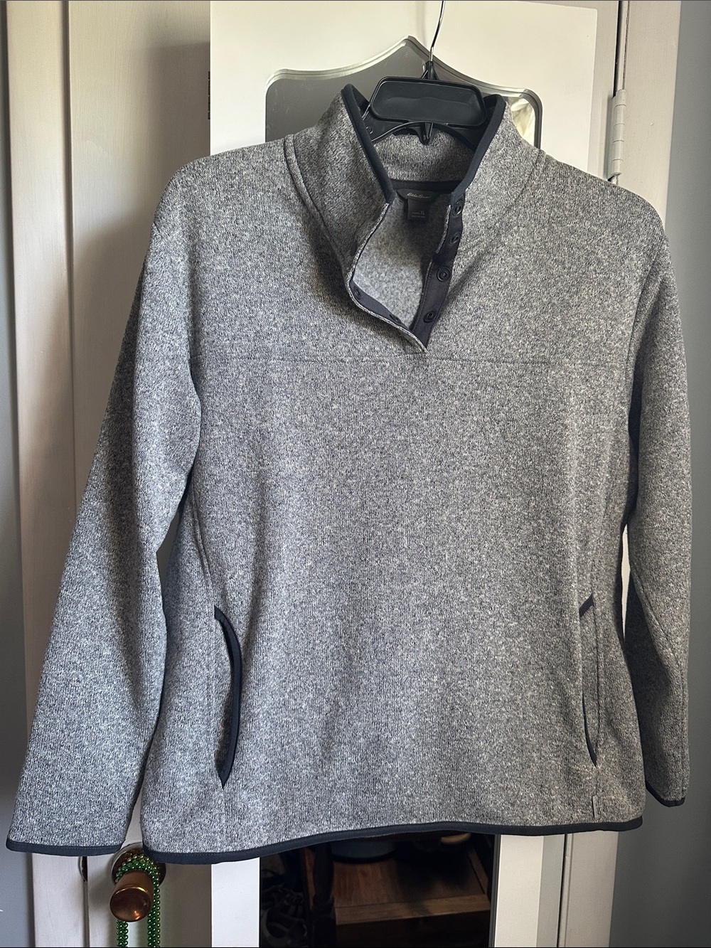Eddie Bauer Gray Snap-Style Pullover Sweater